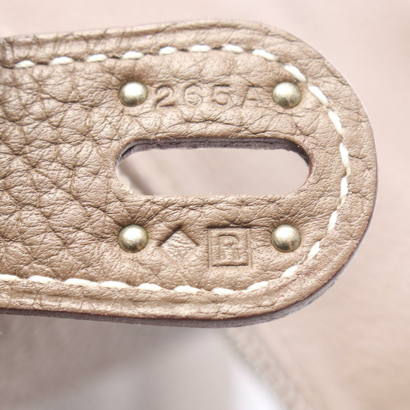 愛馬仕 Lindy 30 肩背包，R Clemence 皮革，灰色/灰褐色，銀色五金，二手-4