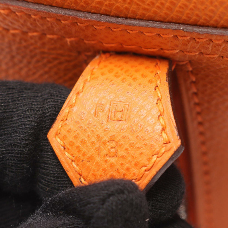 愛馬仕 Plume 28 手提包，H Epsom 皮革，橙色 SHW，二手女士-4