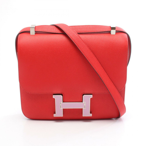 愛馬仕 Constance 3 24 肩背包 D Epsom 皮革 Rouge tomate SHW 二手