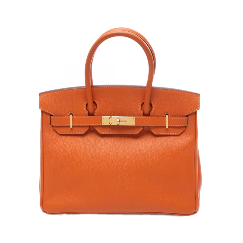 愛馬仕 Birkin 30 手提包,Q 款 Epsom 皮革,橙色,金色五金,二手女款-0