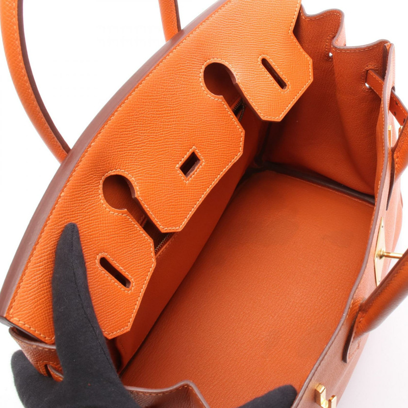 愛馬仕 Birkin 30 手提包,Q 款 Epsom 皮革,橙色,金色五金,二手女款-2