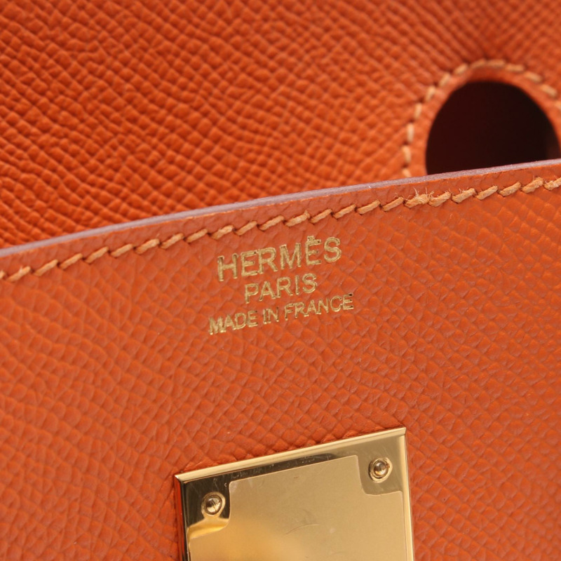 愛馬仕 Birkin 30 手提包,Q 款 Epsom 皮革,橙色,金色五金,二手女款-3