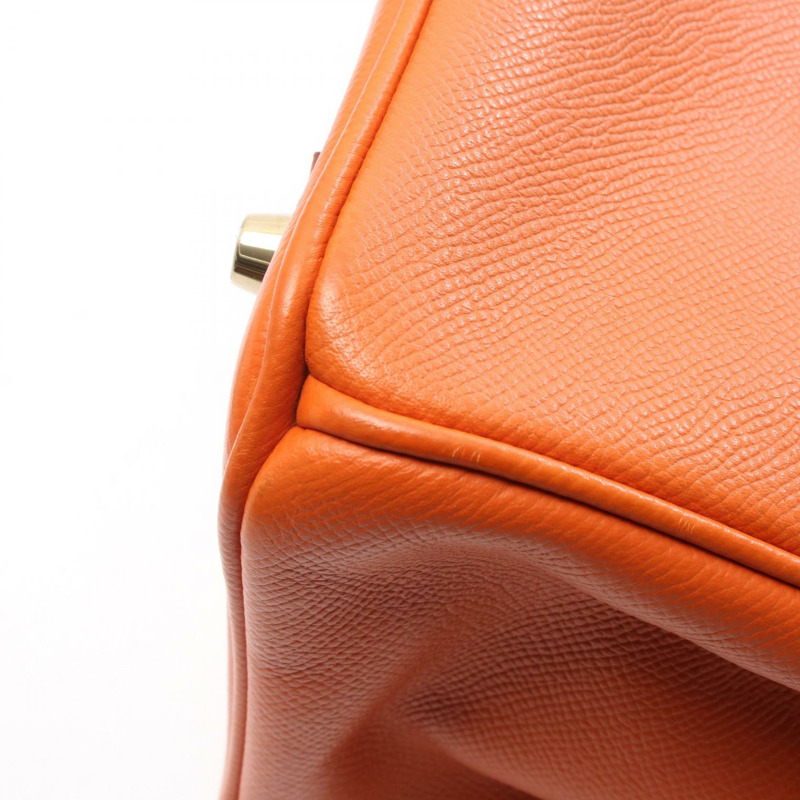 愛馬仕 Birkin 30 手提包,Q 款 Epsom 皮革,橙色,金色五金,二手女款-7