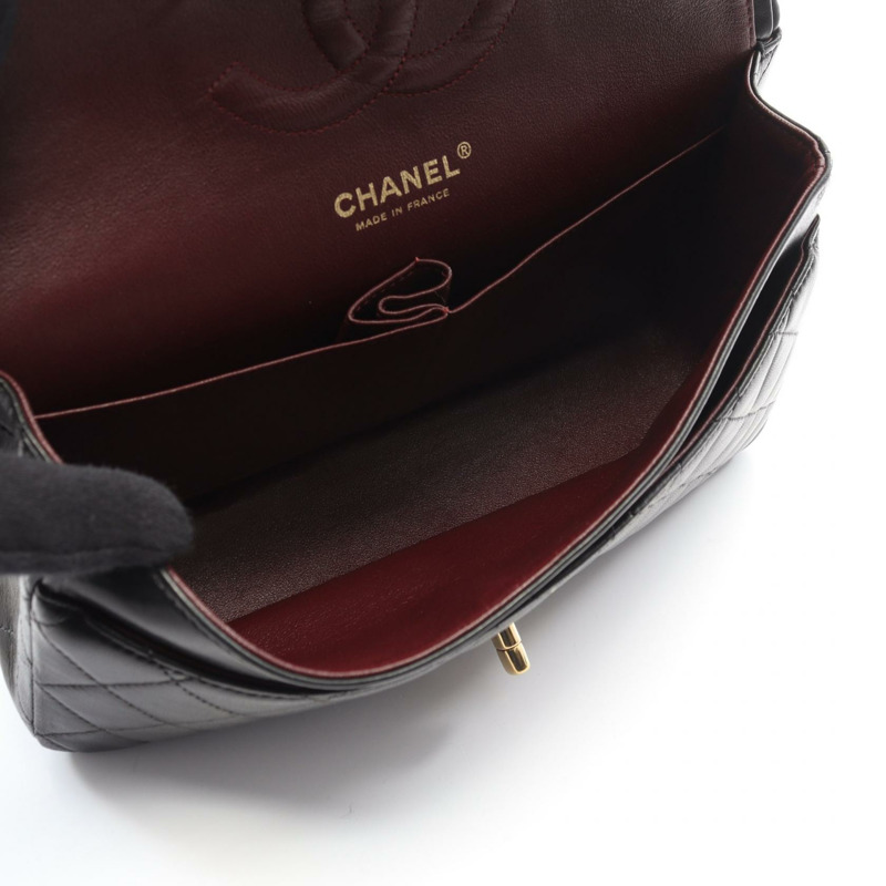 香奈兒 (CHANEL) Matelasse W 翻蓋鏈條單肩背包，羊皮材質，黑色，二手，金色五金-2