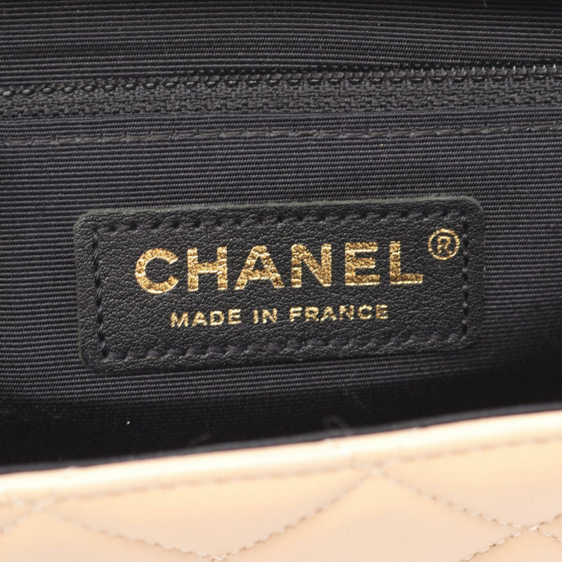 香奈兒 (CHANEL) Matelasse 羊皮單肩包，黑色/米色，二手，女士，金色五金-3