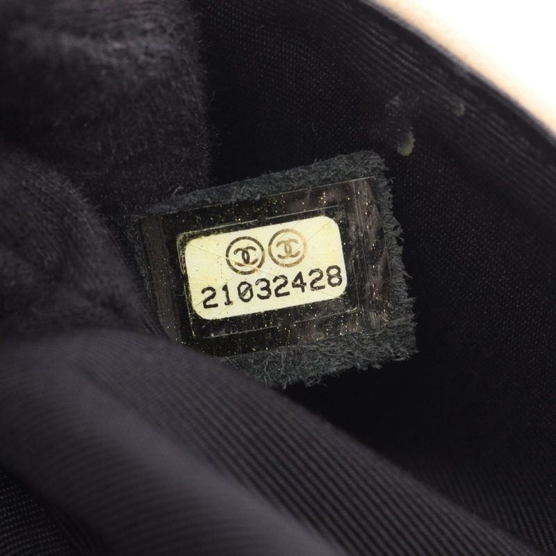 香奈兒 (CHANEL) Matelasse 羊皮單肩包，黑色/米色，二手，女士，金色五金-4