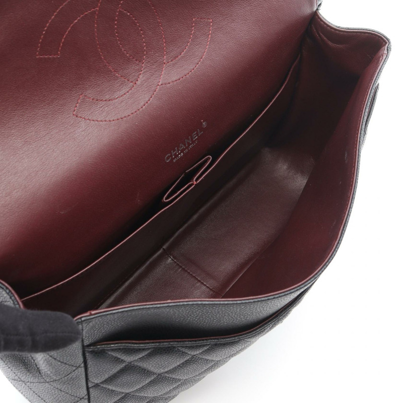 香奈兒 Jumbo Matelasse 34 單翻蓋鏈條肩背包，黑色皮革，二手 CC-2