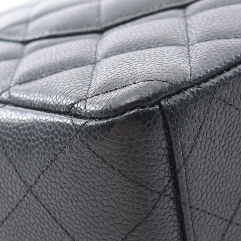 香奈兒 Jumbo Matelasse 34 單翻蓋鏈條肩背包，黑色皮革，二手 CC-5