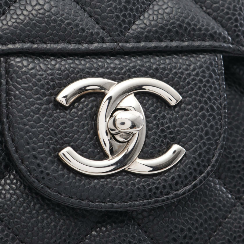 香奈兒 Jumbo Matelasse 34 單翻蓋鏈條肩背包，黑色皮革，二手 CC-7