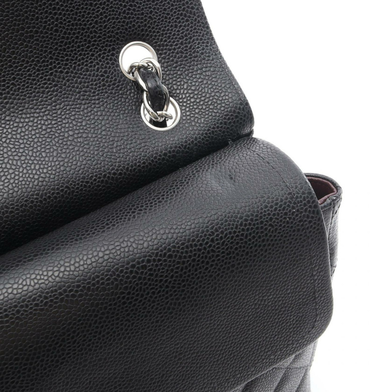 香奈兒 Jumbo Matelasse 34 單翻蓋鏈條肩背包，黑色皮革，二手 CC-10
