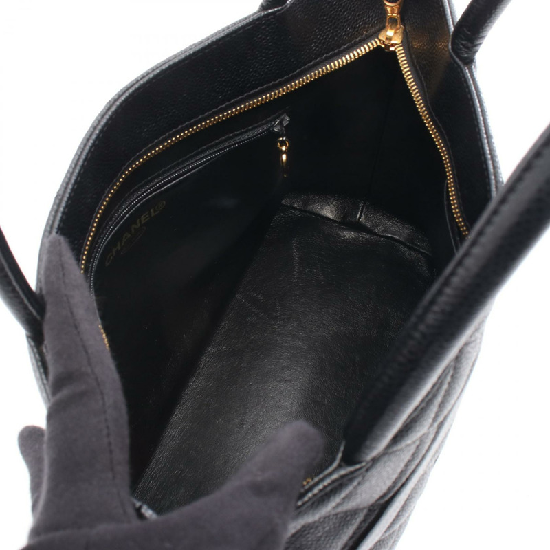 香奈兒 (CHANEL) Medallion 手提包 A01804 黑色粒面小牛皮 二手 女士 金色五金 CC-2