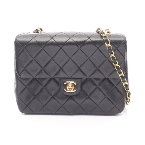 香奈兒 (CHANEL) 迷你絎縫 20 鏈條肩背包 A01163 羊皮 黑色 二手 金色五金