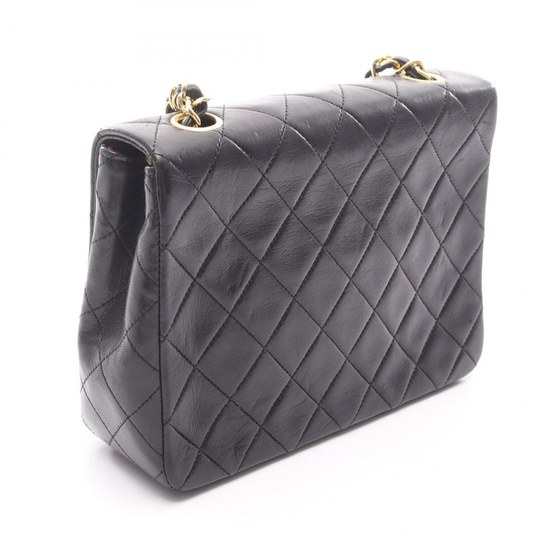 香奈兒 (CHANEL) 迷你絎縫 20 鏈條肩背包 A01163 羊皮 黑色 二手 金色五金-1