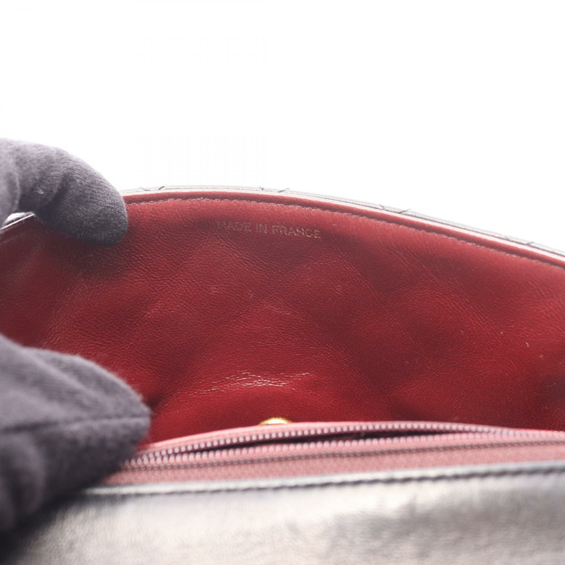 香奈兒 (CHANEL) 迷你絎縫 20 鏈條肩背包 A01163 羊皮 黑色 二手 金色五金-5