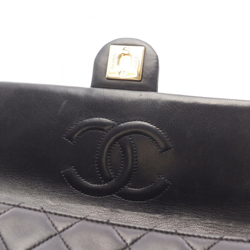 香奈兒 (CHANEL) 迷你絎縫 20 鏈條肩背包 A01163 羊皮 黑色 二手 金色五金-6