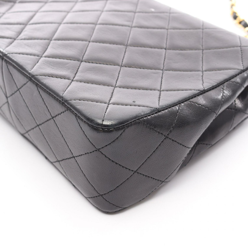 香奈兒 (CHANEL) 迷你絎縫 20 鏈條肩背包 A01163 羊皮 黑色 二手 金色五金-9