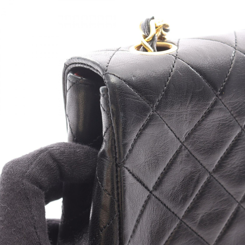 香奈兒 (CHANEL) 迷你絎縫 20 鏈條肩背包 A01163 羊皮 黑色 二手 金色五金-11