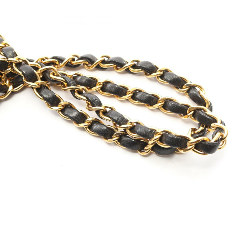 香奈兒 (CHANEL) Matelasse W 翻蓋鏈條單肩背包，羊皮材質，黑色，二手，金色五金-10