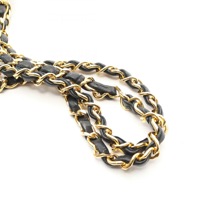 香奈兒 (CHANEL) Matelasse W 翻蓋鏈條單肩包，羊皮材質，黑色，二手，女士款，金色五金-12