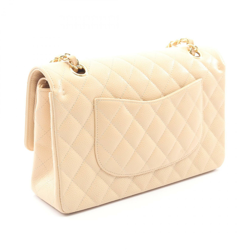 香奈兒 (CHANEL) Matelasse W 翻蓋肩鏈包 A01112 米色皮革 二手 金色五金-1