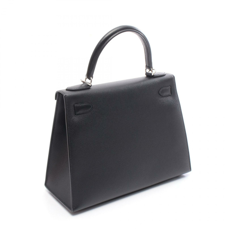 愛馬仕 Kelly 28 單肩手提包 Y 外側縫線 Epsom 黑色 二手 女士 SHW-1