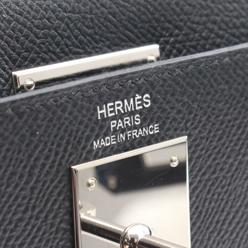 愛馬仕 Kelly 28 單肩手提包 Y 外側縫線 Epsom 黑色 二手 女士 SHW-3