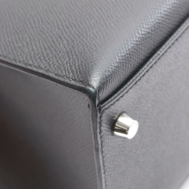 愛馬仕 Kelly 28 單肩手提包 Y 外側縫線 Epsom 黑色 二手 女士 SHW-6