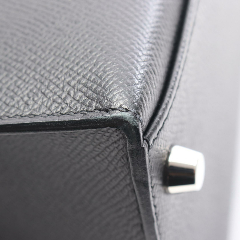 愛馬仕 Kelly 28 單肩手提包 Y 外側縫線 Epsom 黑色 二手 女士 SHW-8