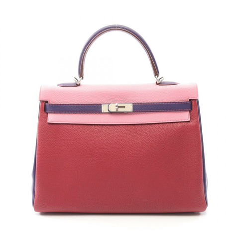 愛馬仕 Kelly 35 單肩手提包，內襯縫線 Togo 皮革，寶石紅/黑醋栗色，配銀色五金配件。