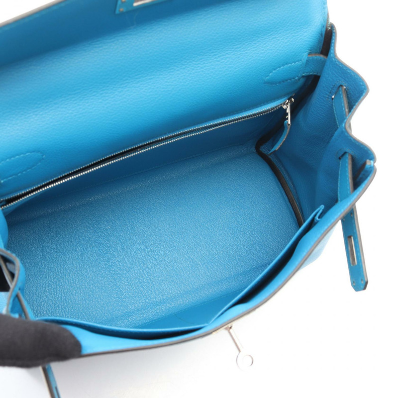 愛馬仕 Kelly 28 單肩手提包，Evercolor 皮革，藍色 Zanzibar 款，二手，帶五金配件。-2