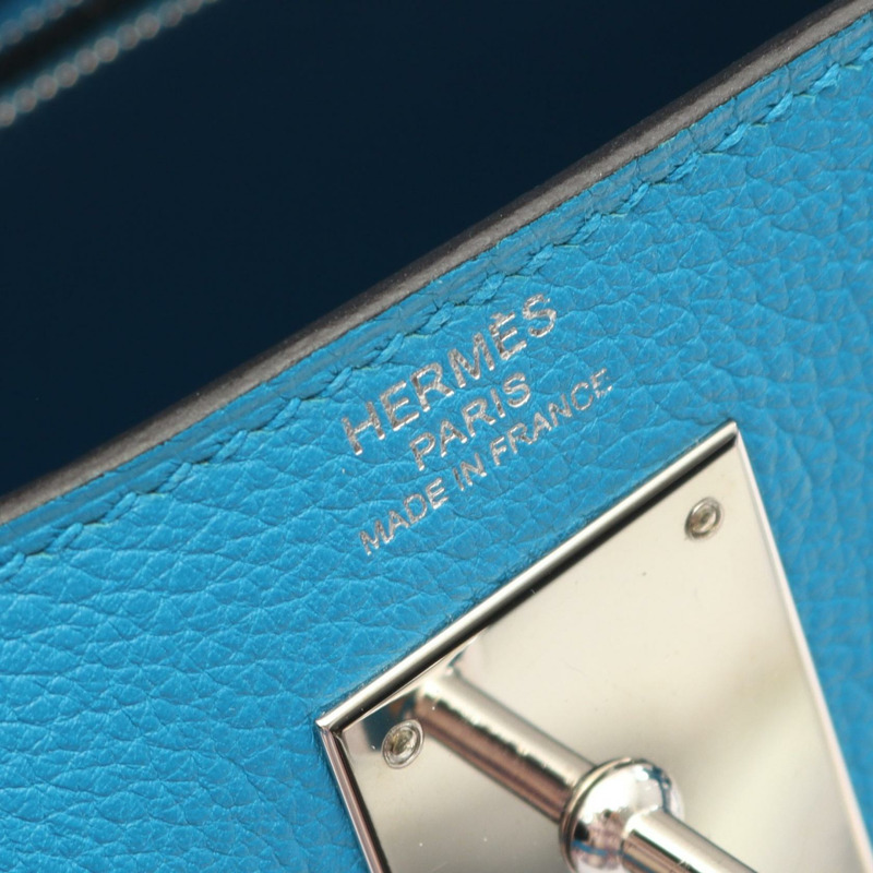 愛馬仕 Kelly 28 單肩手提包，Evercolor 皮革，藍色 Zanzibar 款，二手，帶五金配件。-3