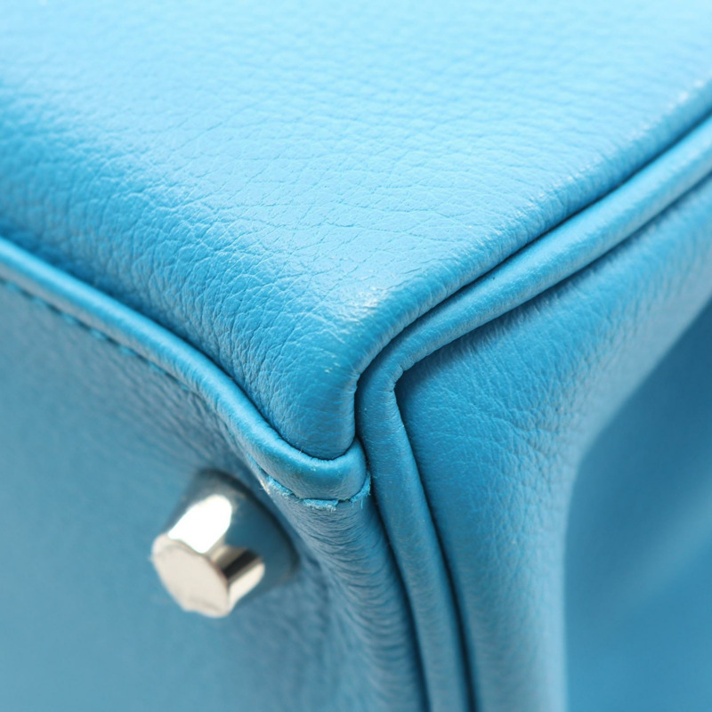 愛馬仕 Kelly 28 單肩手提包，Evercolor 皮革，藍色 Zanzibar 款，二手，帶五金配件。-6