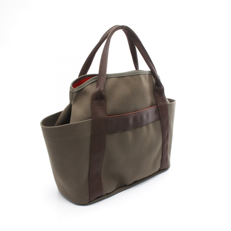 HERMES Sac de Pansage 單肩托特包 A 068312CK 印花布軍事 V 形卡其色-1