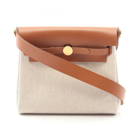 愛馬仕 Herbag Zip Mini 單肩斜背包 K Toile H 帆布 Hunter 米白色 GHW