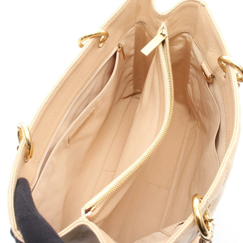 香奈兒 (CHANEL) Matelasse Grand Shopping GST 手提鏈條單肩背包，米色皮革，金色五金-2