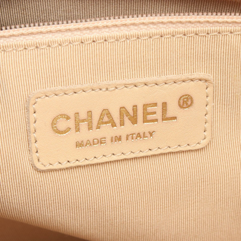 香奈兒 (CHANEL) Matelasse Grand Shopping GST 手提鏈條單肩背包，米色皮革，金色五金-3