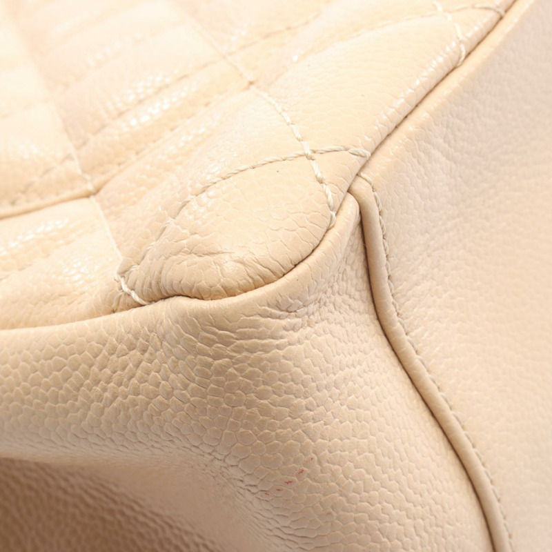 香奈兒 (CHANEL) Matelasse Grand Shopping GST 手提鏈條單肩背包，米色皮革，金色五金-5