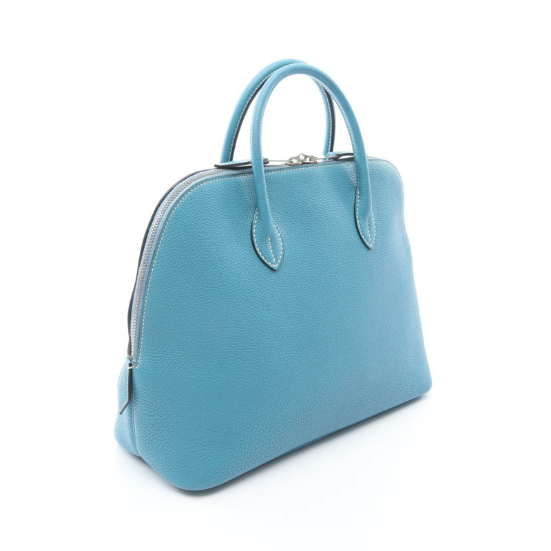 愛馬仕 Bolide 1923 30 肩背包，J Togo 皮革，藍色牛仔布，二手，帶五金配件-1