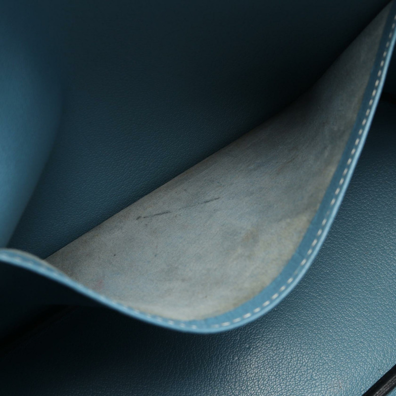 愛馬仕 Bolide 1923 30 肩背包，J Togo 皮革，藍色牛仔布，二手，帶五金配件-5