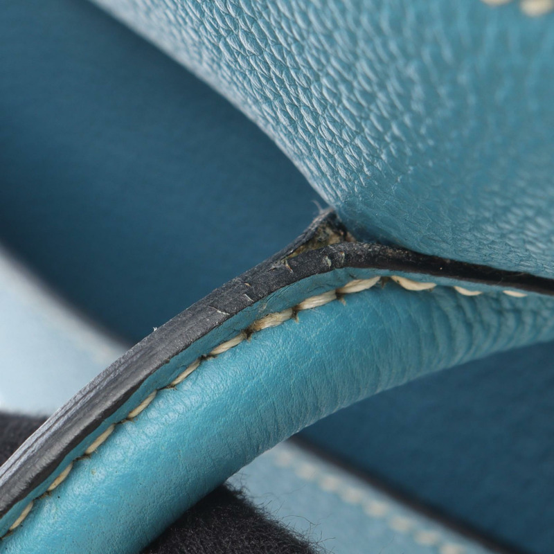 愛馬仕 Bolide 1923 30 肩背包，J Togo 皮革，藍色牛仔布，二手，帶五金配件-6