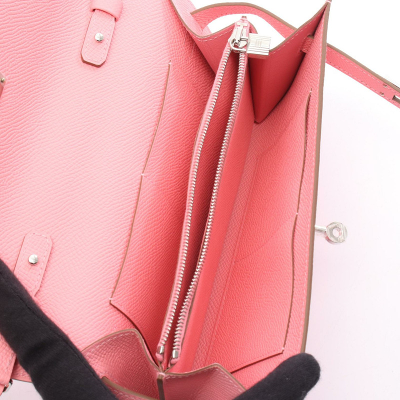 愛馬仕 Kelly 斜背包,K Epsom 皮革,玫瑰花瓣圖案,二手,銀色五金配件-2