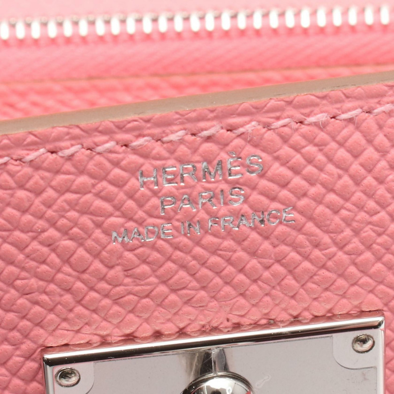 愛馬仕 Kelly 斜背包,K Epsom 皮革,玫瑰花瓣圖案,二手,銀色五金配件-4