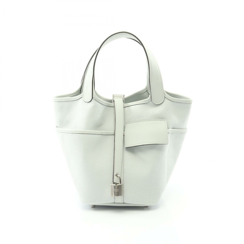 愛馬仕 Picotin Lock PM Cargo 手提包 K Toile Goeland Swift 灰色鉑金 SHW-0