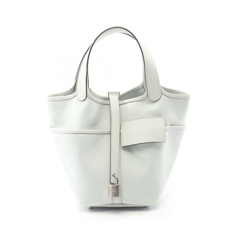 愛馬仕 Picotin Lock PM Cargo 手提包 K Toile Goeland Swift 灰色鉑金 SHW-1