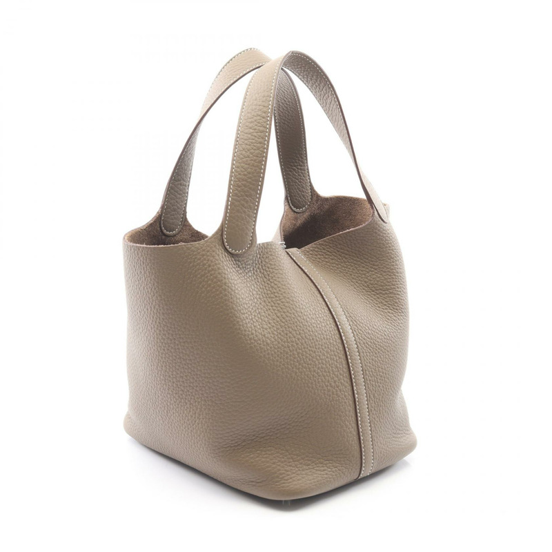 愛馬仕 Picotin Lock MM 托特水桶包 K Taurillon Clemence Etoupe 二手 SHW-1