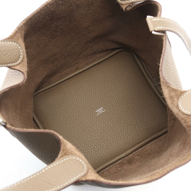 愛馬仕 Picotin Lock MM 托特水桶包 K Taurillon Clemence Etoupe 二手 SHW-2