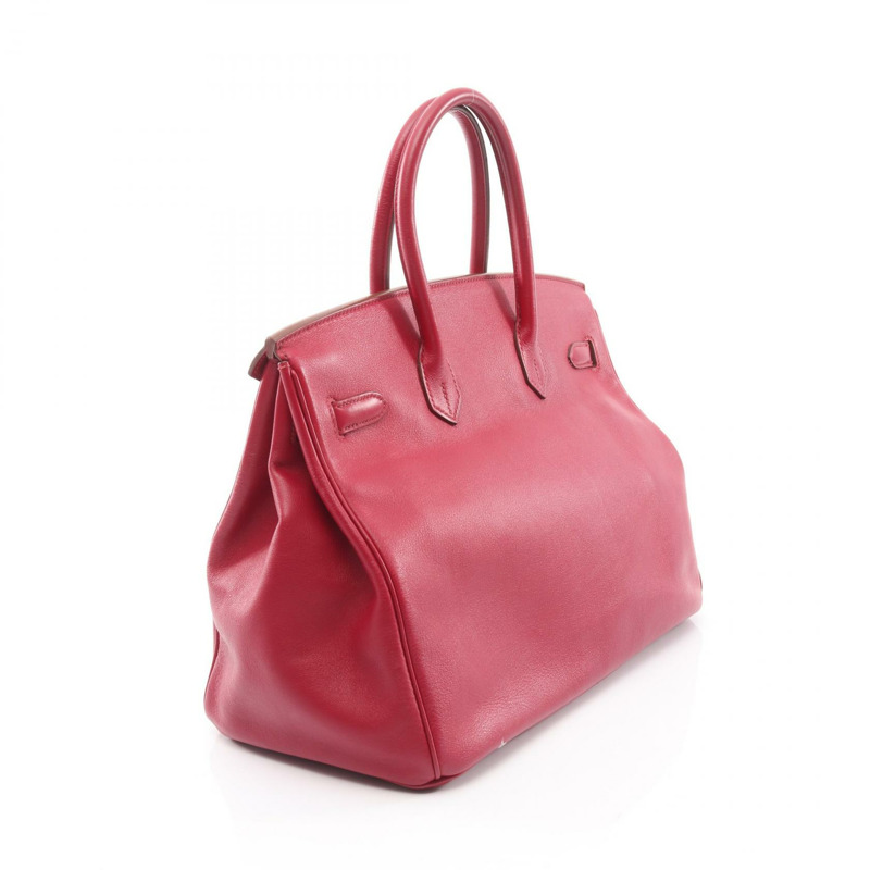 愛馬仕 Birkin 35 手提包，O Swift 皮革，粉紅色寶石紅，二手，帶五金配件-1