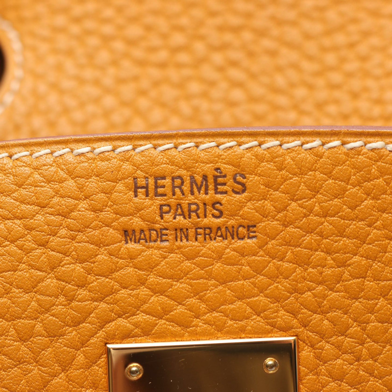 愛馬仕 Birkin 35 手提包，H Fjord 皮革，天然貂皮色，二手，金色五金-3
