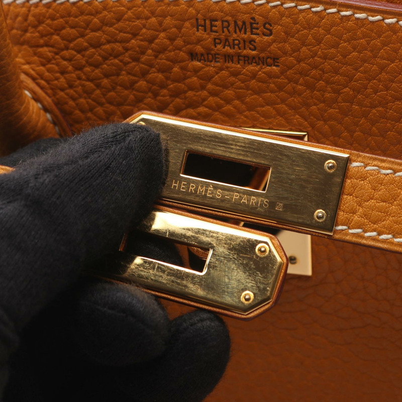 愛馬仕 Birkin 35 手提包，H Fjord 皮革，天然貂皮色，二手，金色五金-9