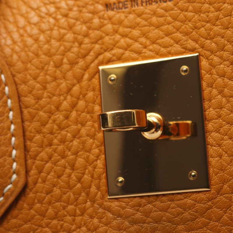 愛馬仕 Birkin 35 手提包，H Fjord 皮革，天然貂皮色，二手，金色五金-10